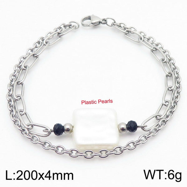 Kalen Double Layer Chain Pearl Charm Bracelet Wholesale for Women