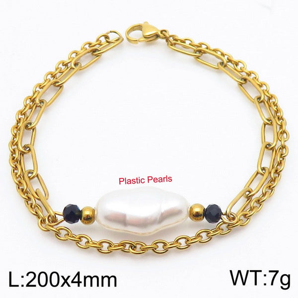 Kalen Double Layer Chain Pearl Charm Bracelet Wholesale for Women