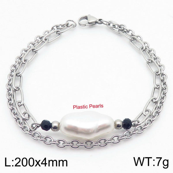 Kalen Double Layer Chain Pearl Charm Bracelet Wholesale for Women