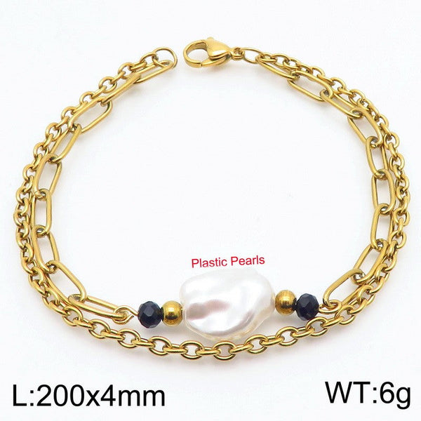 Kalen Double Layer Chain Pearl Charm Bracelet Wholesale for Women