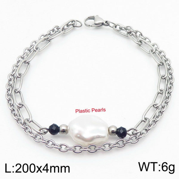 Kalen Double Layer Chain Pearl Charm Bracelet Wholesale for Women