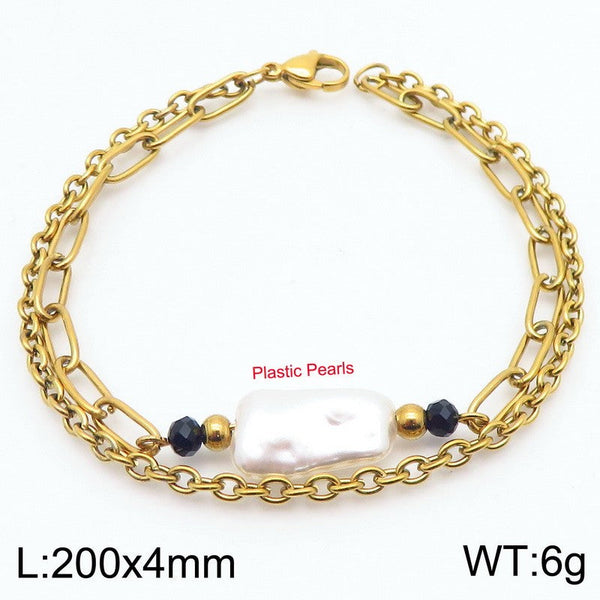 Kalen Double Layer Chain Pearl Charm Bracelet Wholesale for Women