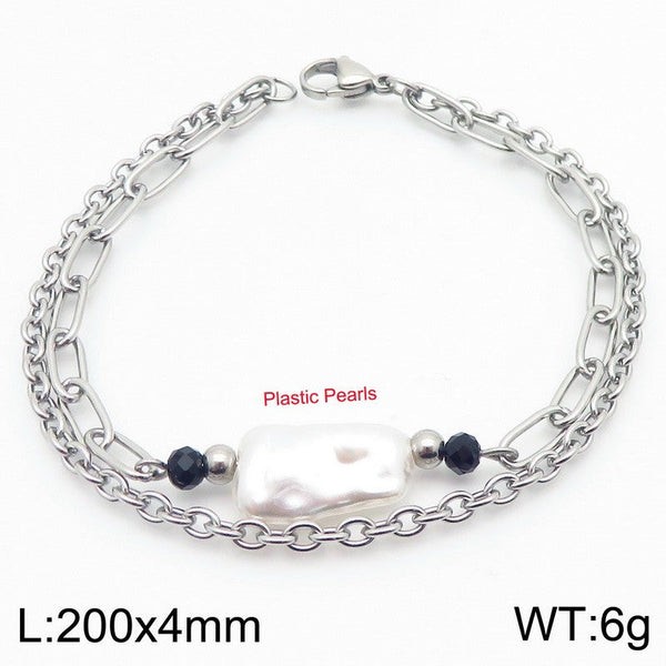 Kalen Double Layer Chain Pearl Charm Bracelet Wholesale for Women