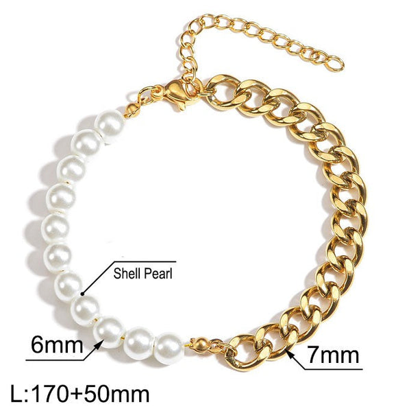 Kalen 7mm Chain Pearl Bracelet For Women
