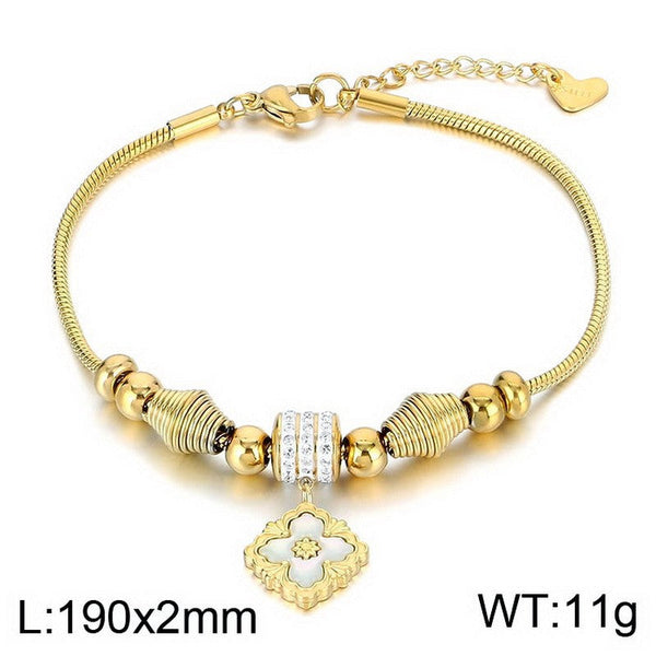 Kalen 2mm Snake Chain Heart Zircon Charm Bracelet Wholesale for Women