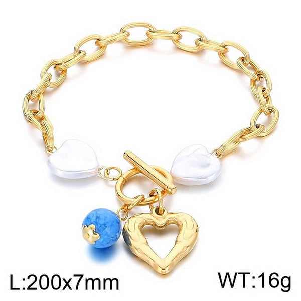 Kalen Chain Heart Pearl Charm Bracelet Wholesale for Women