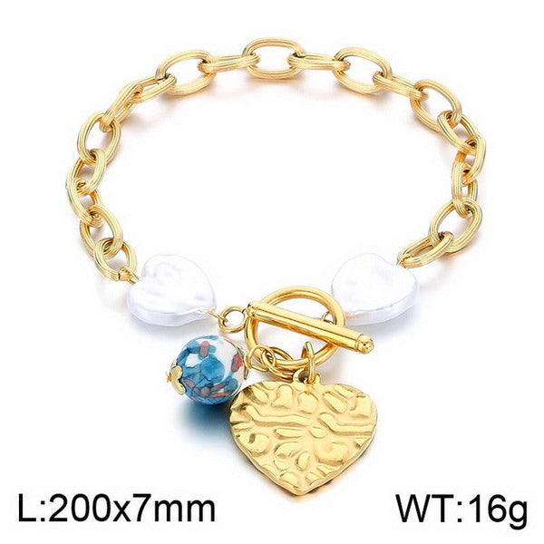 Kalen Chain Heart Pearl Charm Bracelet Wholesale for Women