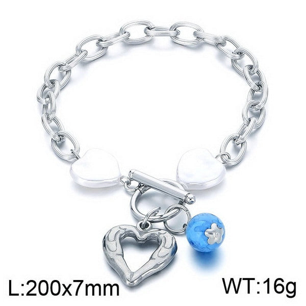 Kalen Chain Heart Pearl Charm Bracelet Wholesale for Women