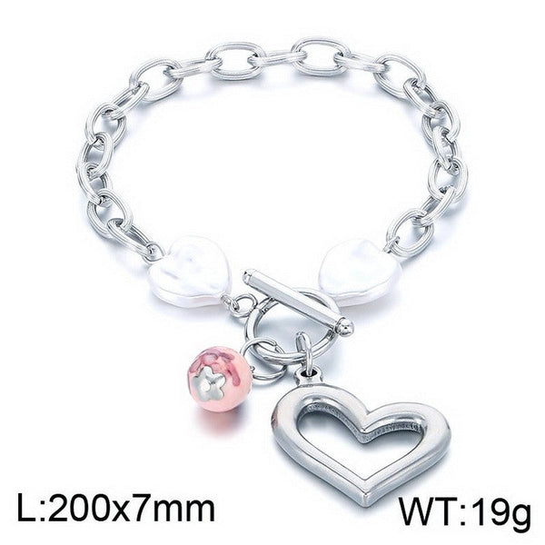 Kalen Chain Heart Pearl Charm Bracelet Wholesale for Women