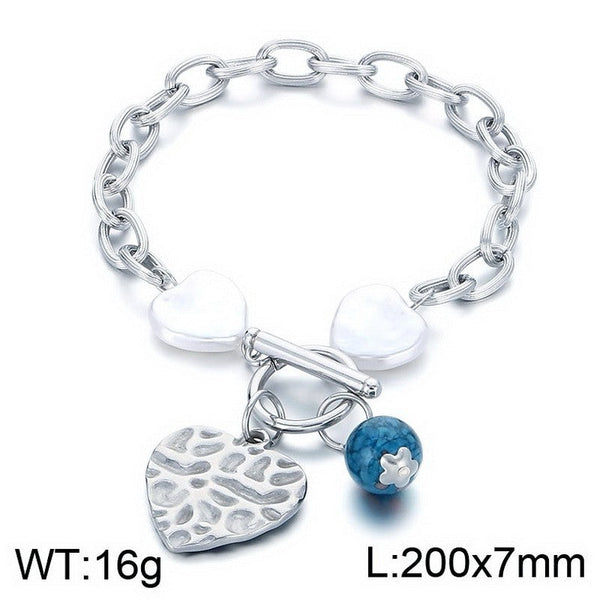 Kalen Chain Heart Pearl Charm Bracelet Wholesale for Women