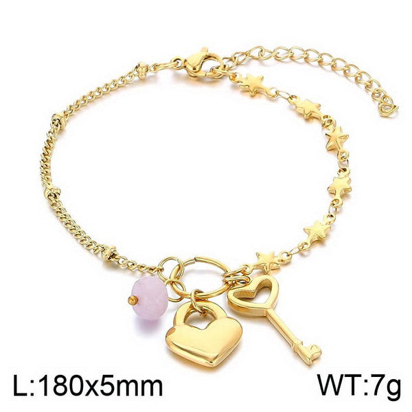 Kalen Chain Heart Pearl Charm Bracelet Wholesale for Women