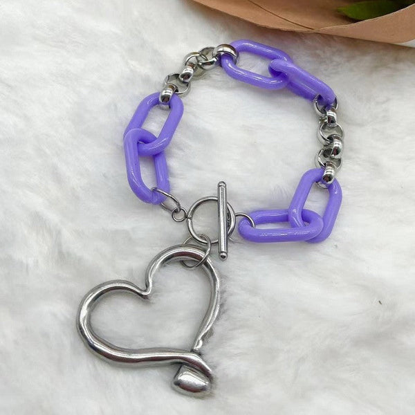 Kalen Stainless Steel Chain Heart Charm Bracelet Wholesale for Women