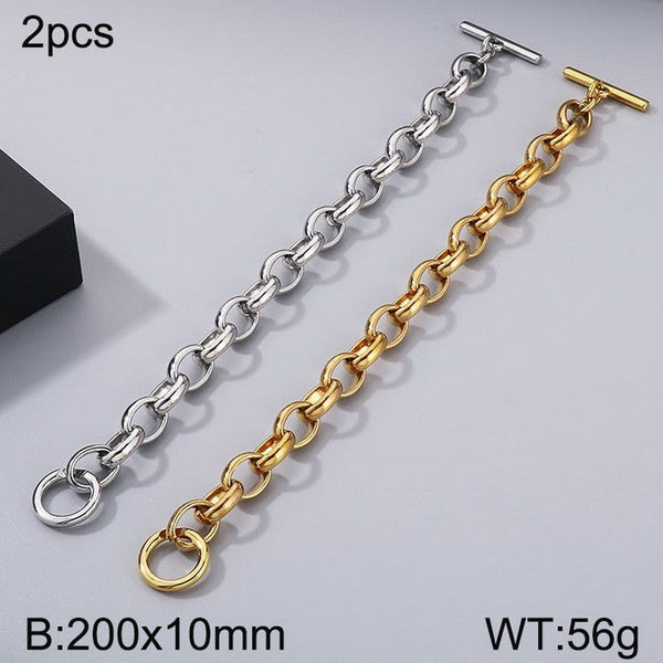Kalen 10mm Cable Chain Bracelet with OT Clap Wholesale for Women