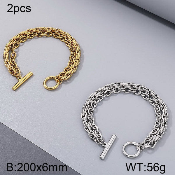 Kalen Double Layer Chain Bracelet with OT Clap Wholesale for Women