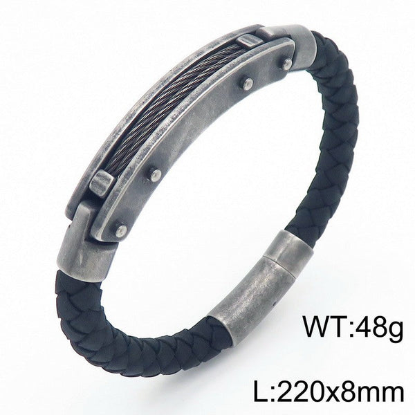 Kalen Stainless Steel Leather Bracelet Wholesale for Men