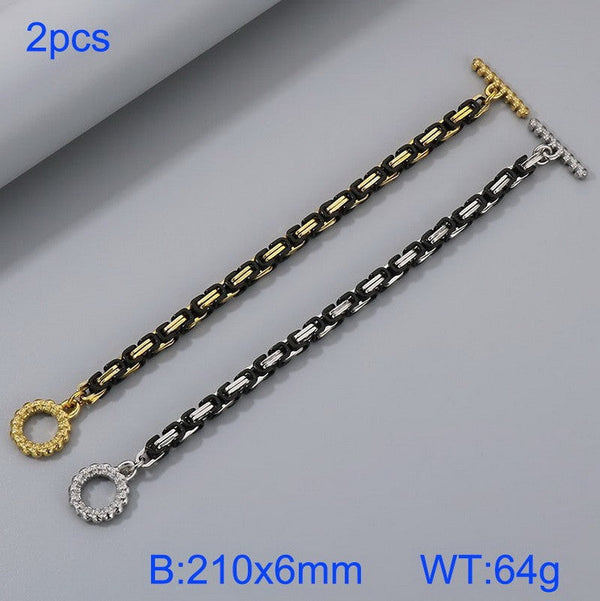 Kalen Stainless Steel Byzantine Chain Bracelet With OT Clap Wholesale for Women