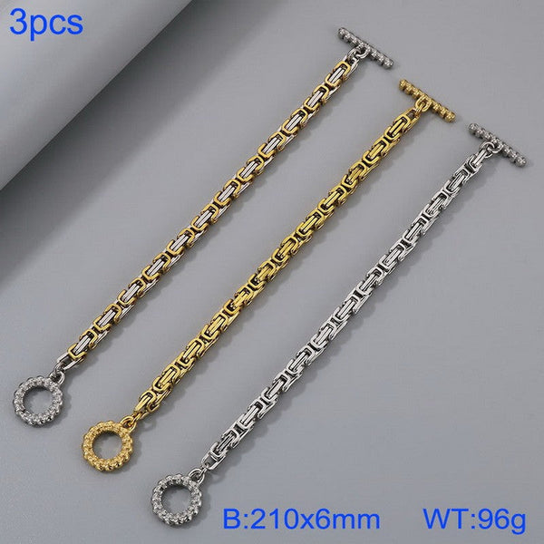 Kalen Stainless Steel Byzantine Chain Bracelet With OT Clap Wholesale for Women