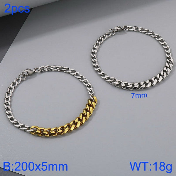 Kalen Stainless Steel Curb Cuban Chain Bracelet With OT Clap Wholesale for Women