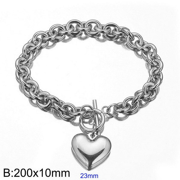 Kalen Stainless Steel Chain Heart Charm Bracelet Wholesale for Women