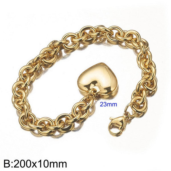 Kalen Stainless Steel Chain Heart Charm Bracelet Wholesale for Women