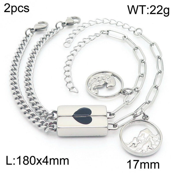 Kalen Stainless Steel Love Coulpe Heart Bracelet Wholesale