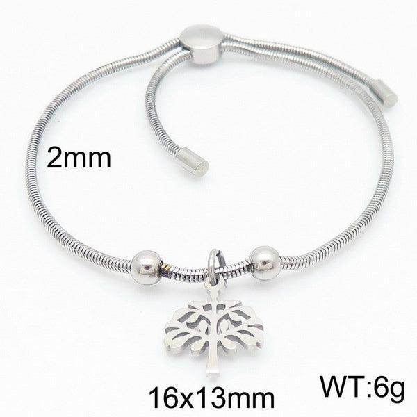 Kalen 2mm Snake Chain Tree Charm Bracelet for Women Wholesale