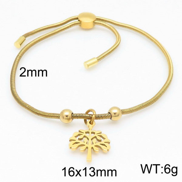 Kalen 2mm Snake Chain Tree Charm Bracelet for Women Wholesale