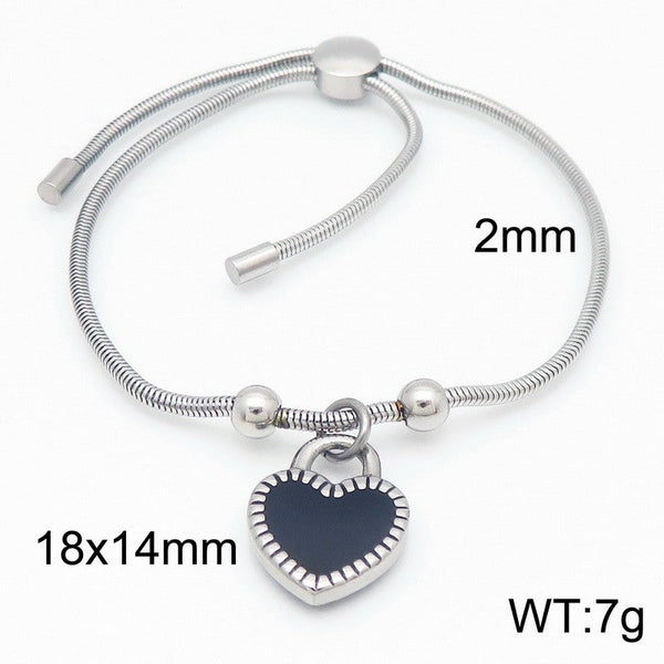 Kalen 2mm Snake Chain Heart Charm Bracelet for Women Wholesale