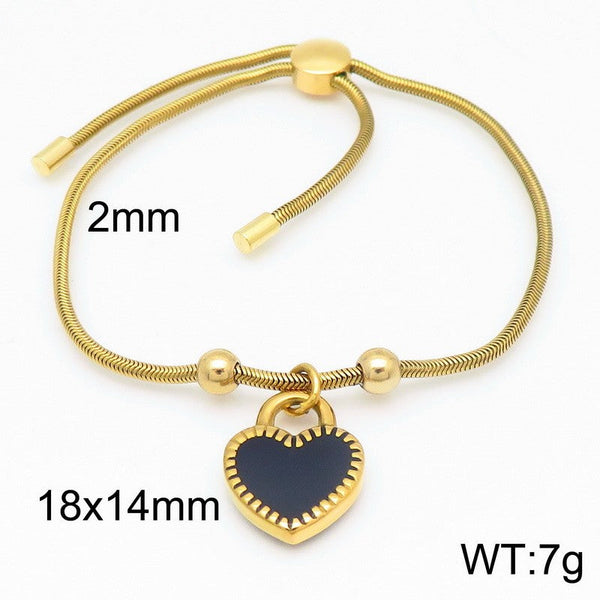 Kalen 2mm Snake Chain Heart Charm Bracelet for Women Wholesale