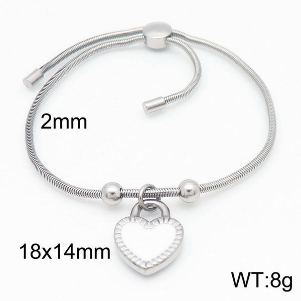 Kalen 2mm Snake Chain Heart Charm Bracelet for Women Wholesale