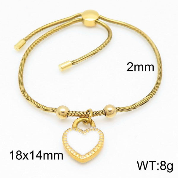 Kalen 2mm Snake Chain Heart Charm Bracelet for Women Wholesale