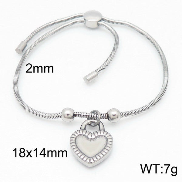 Kalen 2mm Snake Chain Heart Charm Bracelet for Women Wholesale