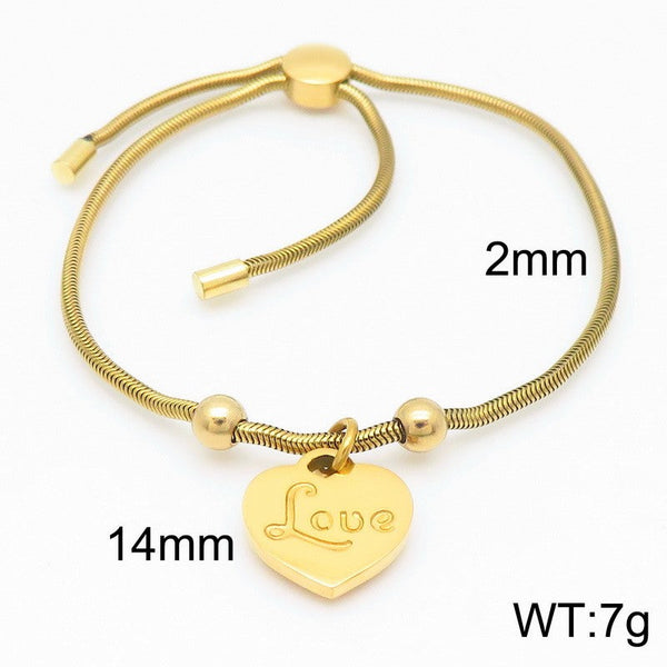 Kalen 2mm Snake Chain Heart Charm Bracelet for Women Wholesale