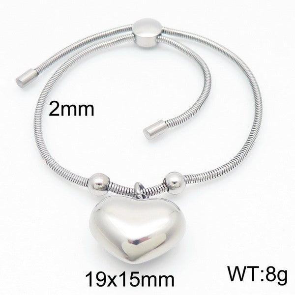 Kalen 2mm Snake Chain Heart Charm Bracelet for Women Wholesale