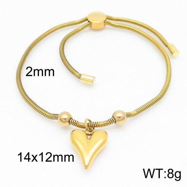 Kalen 2mm Snake Chain Heart Charm Bracelet for Women Wholesale