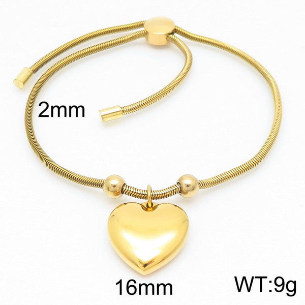 Kalen 2mm Snake Chain Heart Charm Bracelet for Women Wholesale