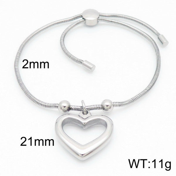 Kalen 2mm Snake Chain Heart Charm Bracelet for Women Wholesale