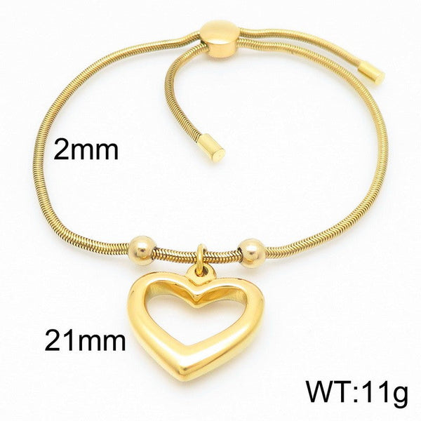 Kalen 2mm Snake Chain Heart Charm Bracelet for Women Wholesale