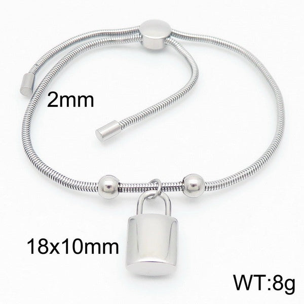 Kalen 2mm Snake Chain Lock Charm Bracelet for Women Wholesale