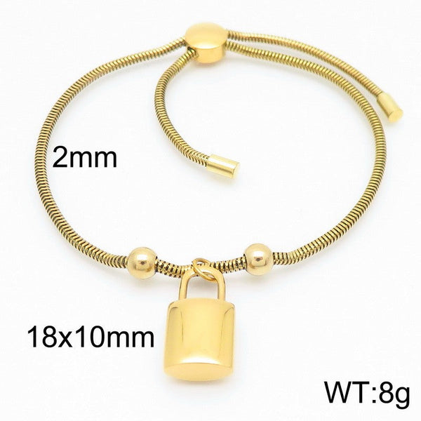 Kalen 2mm Snake Chain Lock Charm Bracelet for Women Wholesale