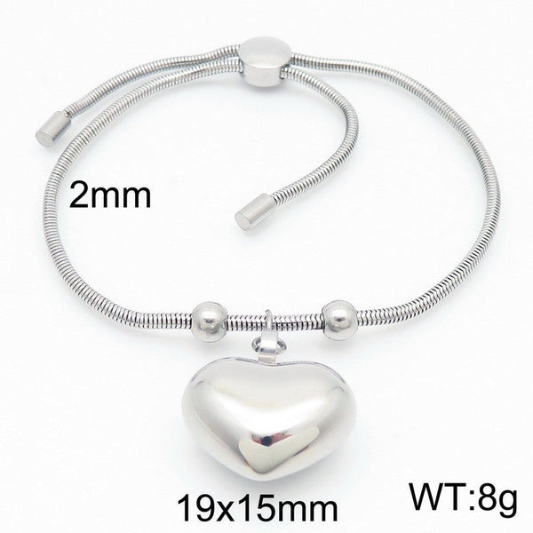 Kalen 2mm Snake Chain Heart Charm Bracelet for Women Wholesale