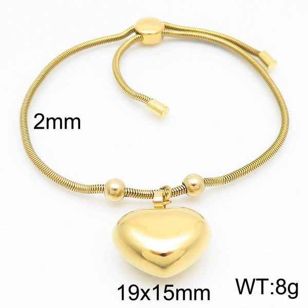 Kalen 2mm Snake Chain Heart Charm Bracelet for Women Wholesale