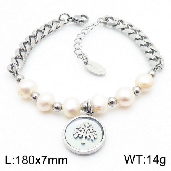 Kalen Pearl Chain Coin Charm Bracelet for Women Wholesale