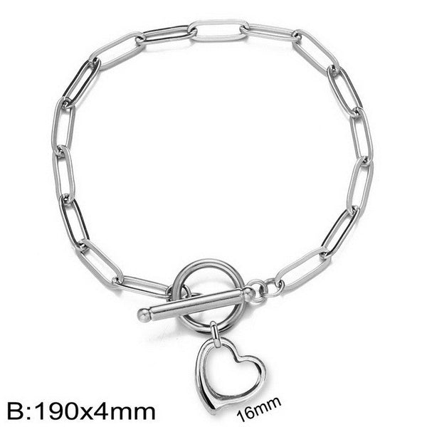 Kalen 4mm Loop Chain Heart Charm Bracelet for Women Wholesale