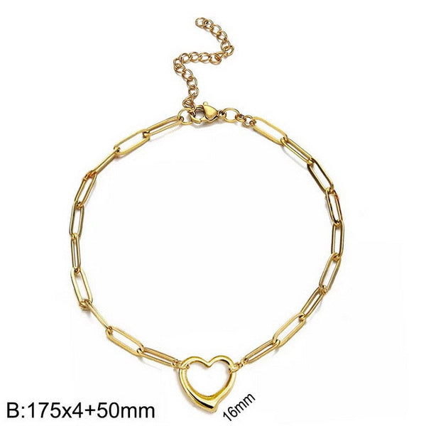 Kalen 4mm Loop Chain Heart Charm Bracelet for Women Wholesale