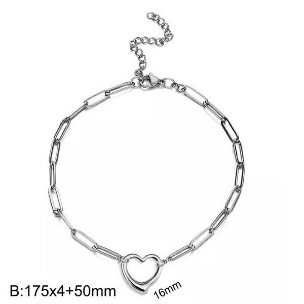 Kalen 4mm Loop Chain Heart Charm Bracelet for Women Wholesale