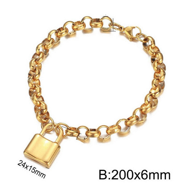 Kalen 6mm Loop Chain Lock Charm Bracelet for Women Wholesale