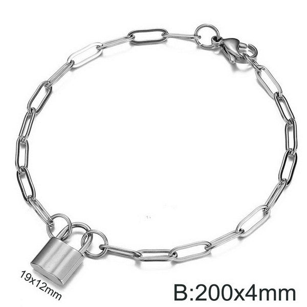 Kalen 4mm Loop Chain Lock Charm Bracelet for Women Wholesale