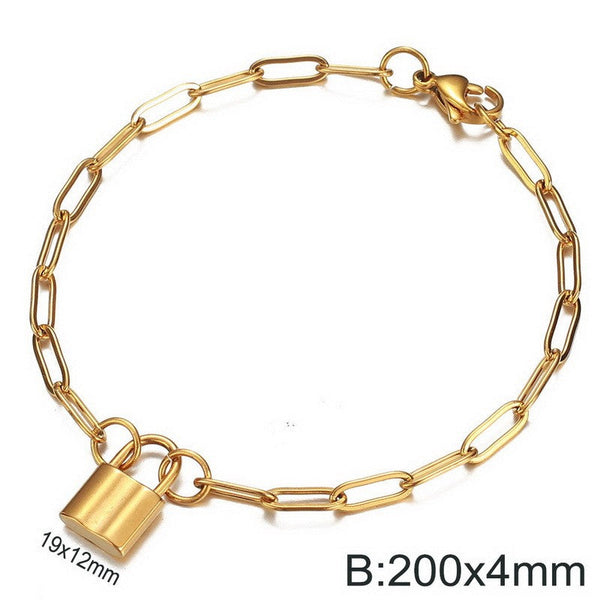 Kalen 4mm Loop Chain Lock Charm Bracelet for Women Wholesale