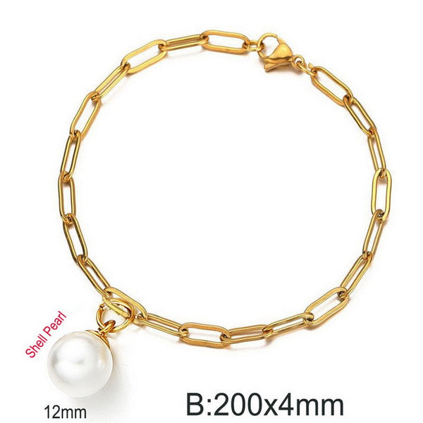 Kalen 4mm Loop Chain Pearl Charm Bracelet for Women Wholesale